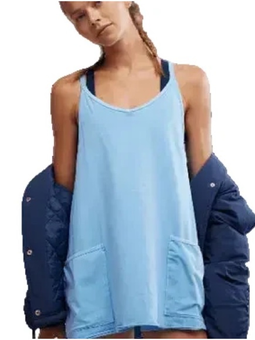 Free People Light Blue Mini Hot Shot Romper